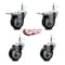Service Caster 5'' Black Poly Wheel Swivel 7/16'' Stem Caster Set 2 Total Lock Brake, 4PK SCC-GRTTL20S514-PPUB-BLK-716138-2-S2 - alternate 3
